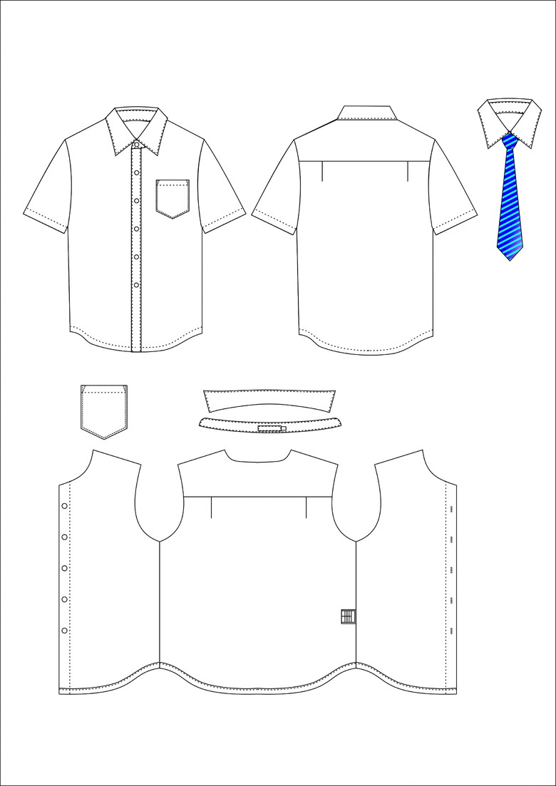 服装设计效果图款式图正装男衬衫短袖矢量图模板免费下载_cdr格式_编号35563571